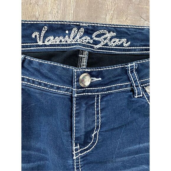 Vanilla Star Jeans Low Rise Stretchy Cropped Whiskering Women’s Juniors Sz 11 - Picture 3 of 7